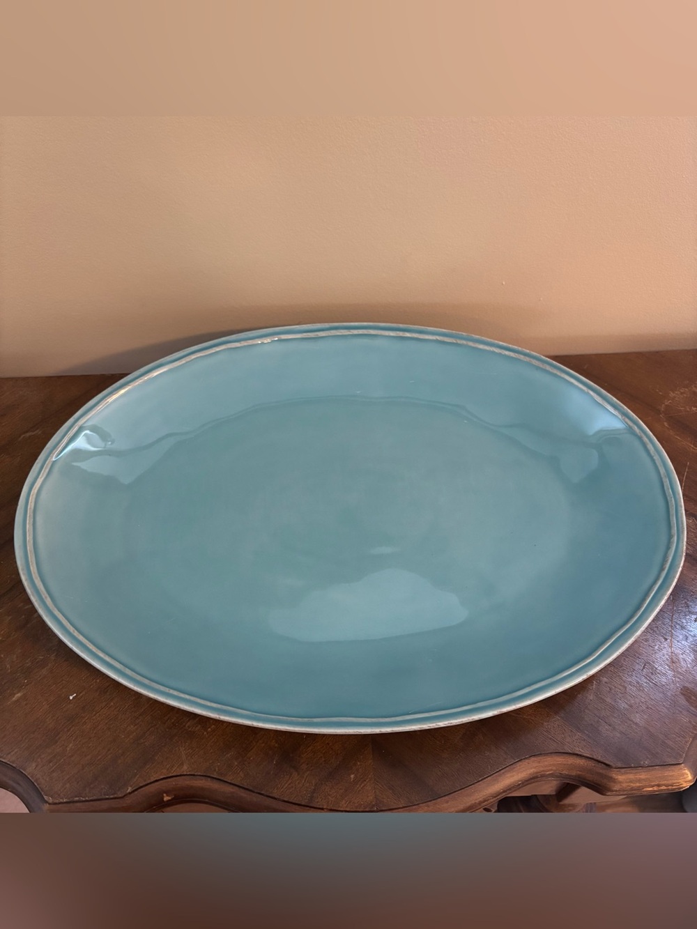 Costa Nova Casafina Oval Serving Platter 15.7” Turquoise Stoneware Glossy
